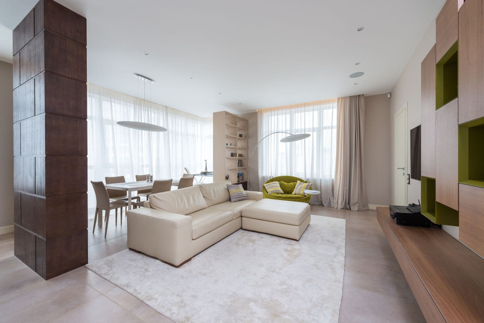 Bright living room after professional cleaning